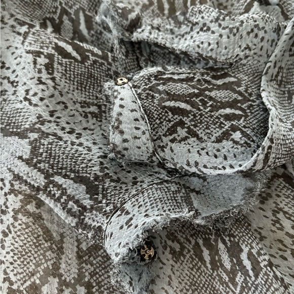 Rebecca Taylor snake skin 100% silk blouse blue size US 6 - Picture 9 of 13